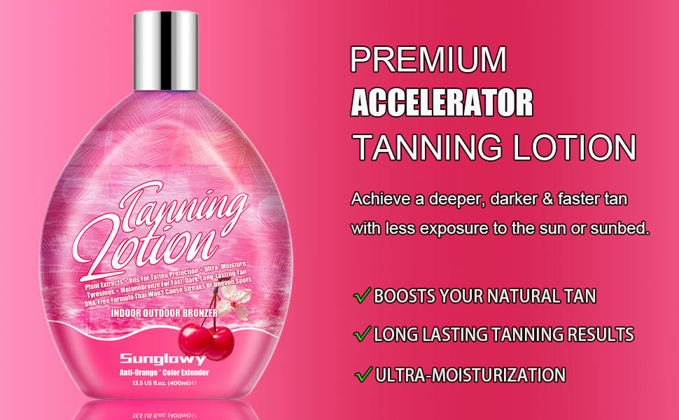 Sunglowy Tanning Lotion For Tanning Beds Cherry, Tanning Bed Lotion With Bronzer, 13.5fl.oz
