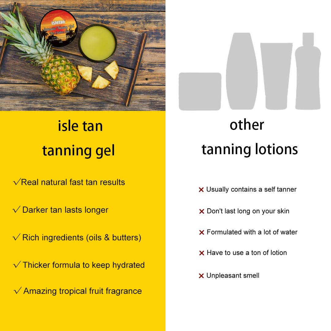 isletan intensive tanning gel pineapple, tanning gel for outdoor sun & tanning bed