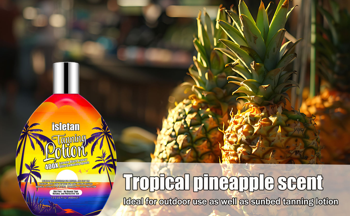 Pineapple 400X Tanning Lotion For Tanning Beds, Tanning Bed Lotion With Bronzer, 13.5fl.oz
