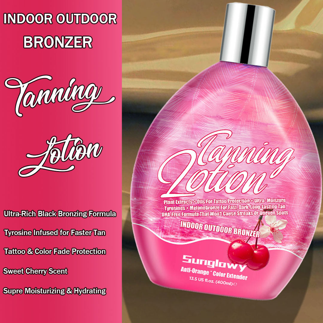 Sunglowy Tanning Lotion For Tanning Beds Cherry, Tanning Bed Lotion With Bronzer, 13.5fl.oz