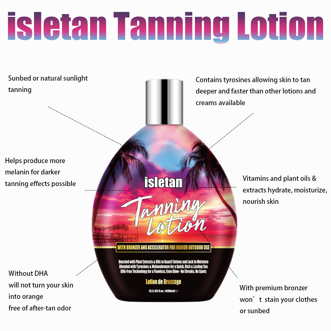 isletan Vanilla Bronzing Tanning Lotion For Tanning Beds, Indoor Tanning Bed Lotion, Sunbed Lotion Accelerator With Bronzer And Accelerator, Outdoor Tanning Lotion For Tattoo Without DHA, 13.5fl.oz