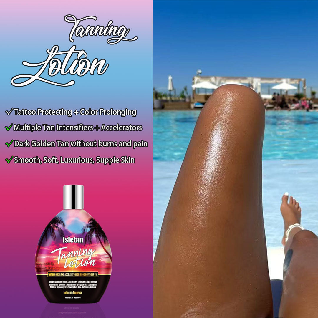 isletan Vanilla Bronzing Tanning Lotion For Tanning Beds, Indoor Tanning Bed Lotion, Sunbed Lotion Accelerator With Bronzer And Accelerator, Outdoor Tanning Lotion For Tattoo Without DHA, 13.5fl.oz