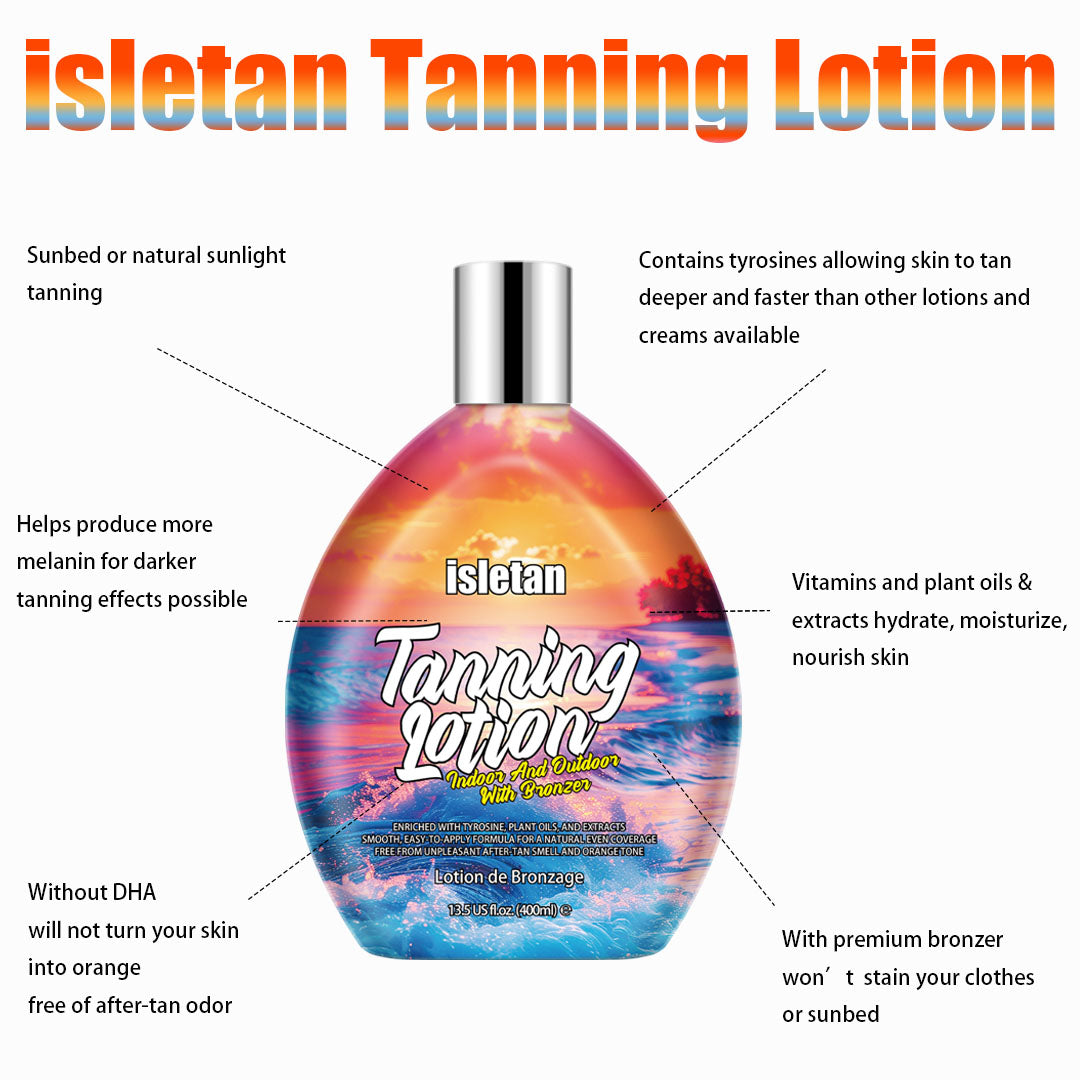 isletan Cherry Outdoor Indoor Tanning Lotion For Tanning Beds, Tanning Bed Lotion With Bronzer, 13.5fl.oz