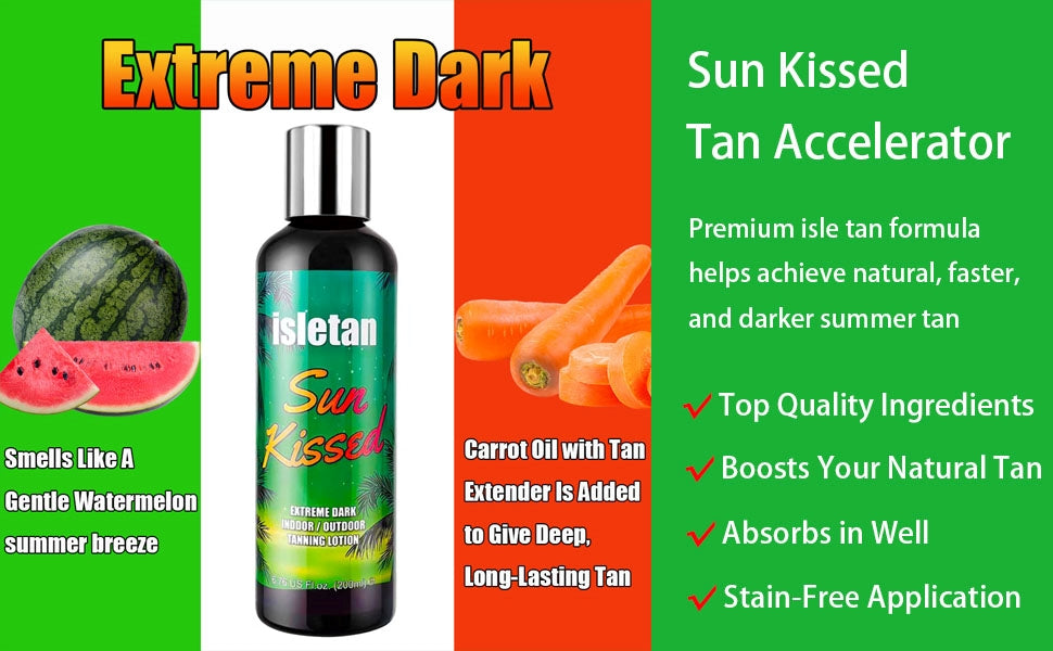 isletan sun kissed tanning accelerator lotion for indoor tanning bed & outdoor sun watermelon