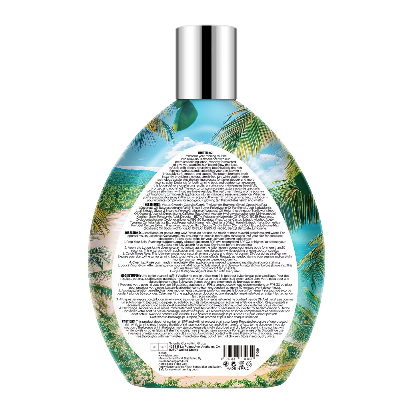 Pineapple Outdoor Indoor Tanning Lotion For Tanning Beds, Tanning Bed Lotion With Bronzer, 13.5fl.oz