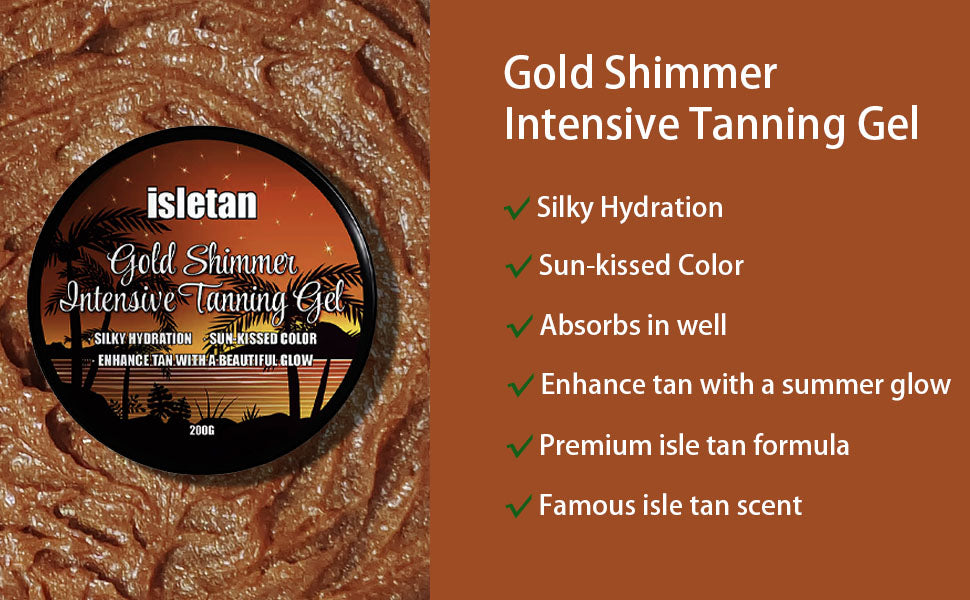 isletan Gold Shimmer Intensive Tanning Tanning Gel Mango, Tanning Gel for Outdoor Sun