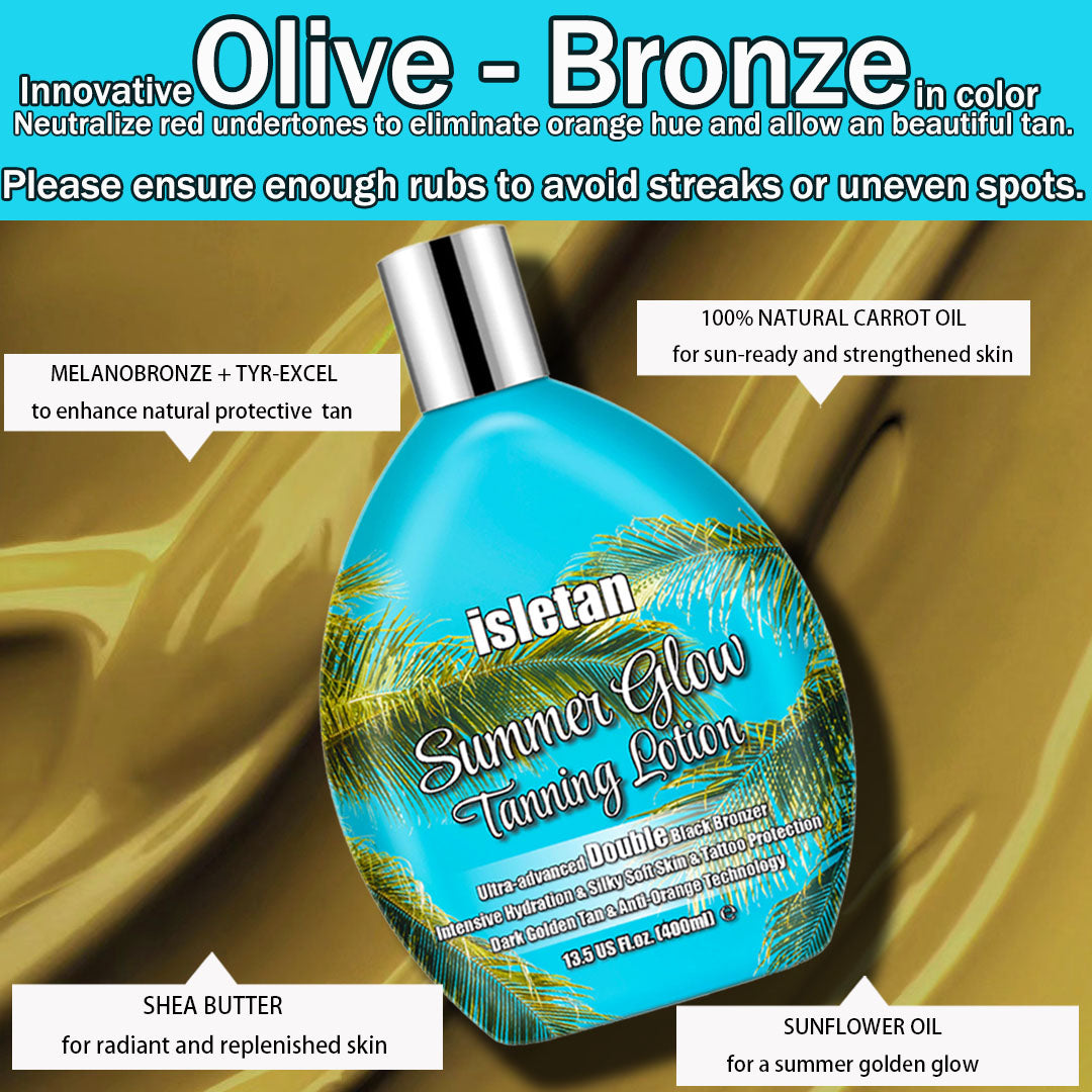 isletan Summer Glow Tanning Lotion Accelerator for Indoor Tanning Beds & Outdoor Sun with Bronzer to Get Dark Fast Tan