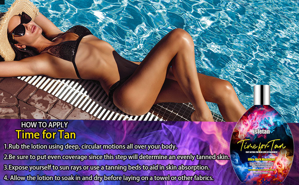 isletan Time for Tan Tanning Lotion Accelerator for Indoor Tanning Beds & Outdoor Sun with Bronzer to Get Dark Fast Tan