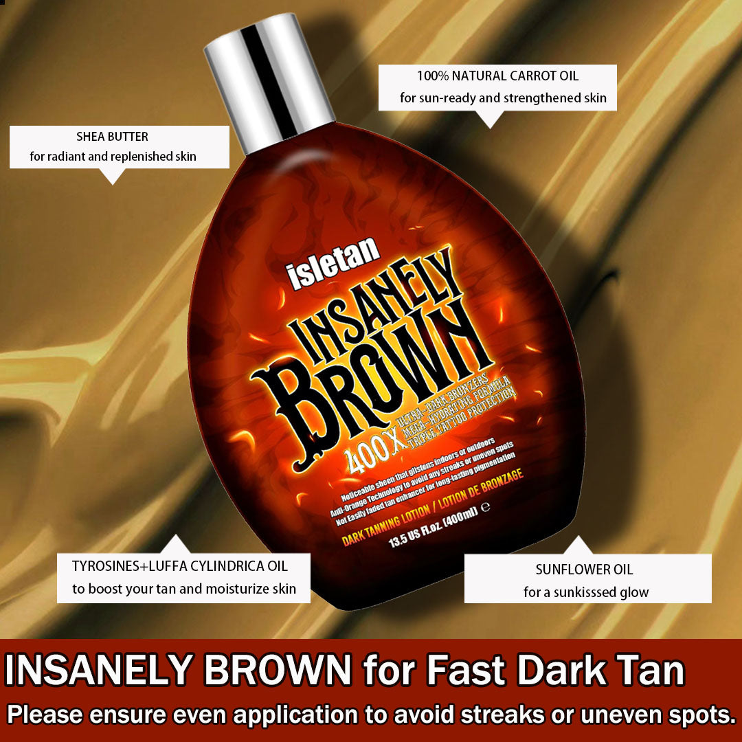 isletan Insanely Brown Tanning Lotion For Tanning Beds, Indoor Tanning Bed Dark Lotion Accelerator