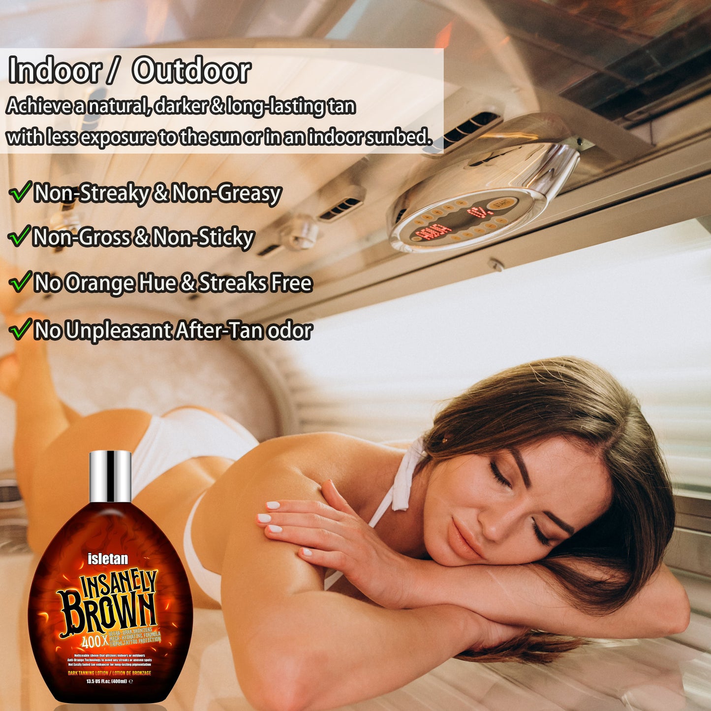 isletan Insanely Brown Tanning Lotion For Tanning Beds, Indoor Tanning Bed Dark Lotion Accelerator