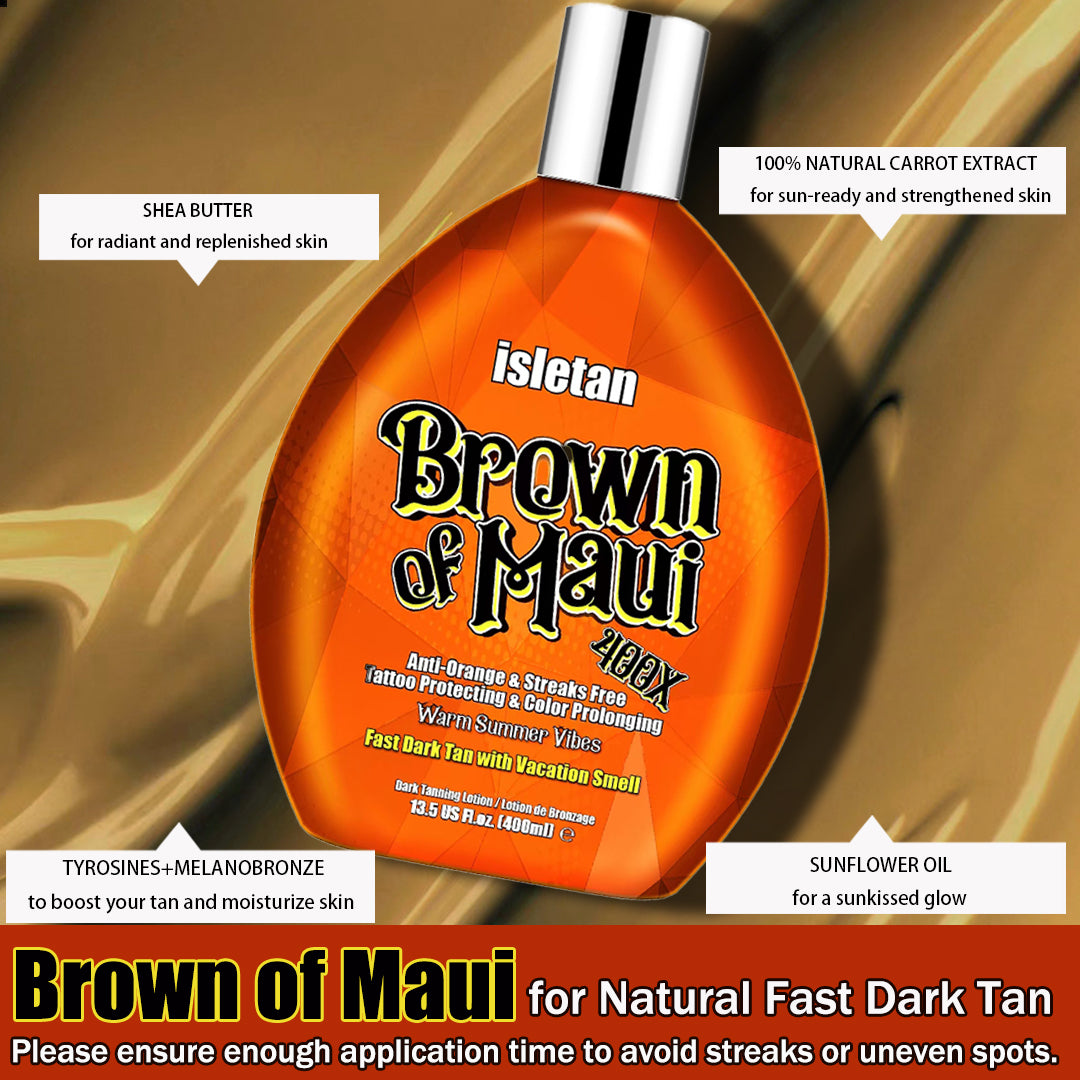 isletan Brown of Maui Indoor Outdoor Tanning Lotion with Bronzer and Accelerator