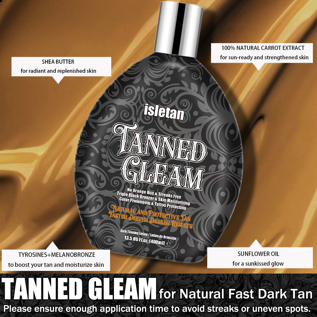 isletan Tanned Gleam Indoor Tanning Bed Lotion Accelerator with Bronzer Outdoor/Indoor Bronzing Tanning Lotion